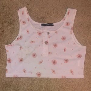 Light material crop top floral peach, pink Small